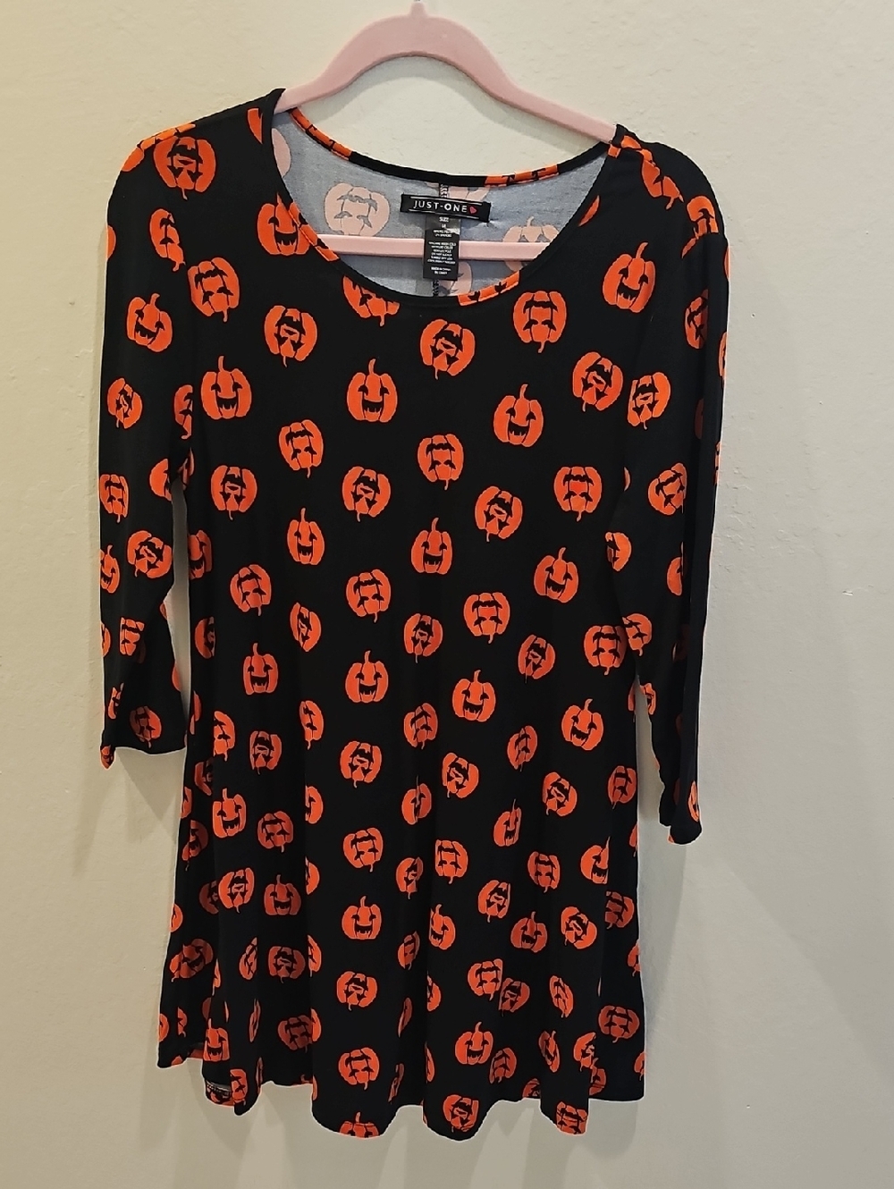 Just One You by Carter's Black & Orange Long Sleeve Pumpkin Print Dress